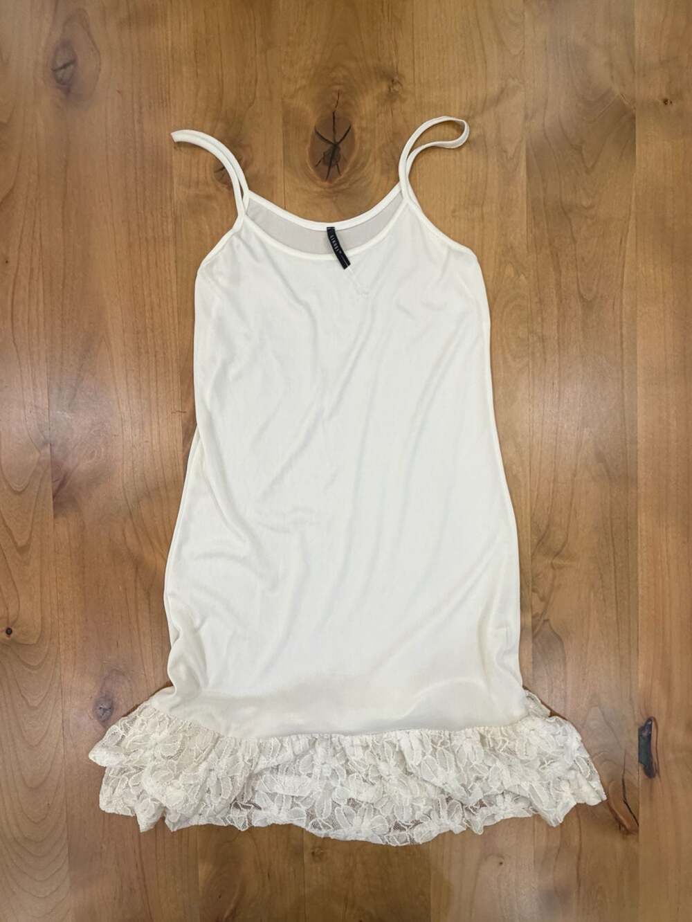 Eikosi 20 Spaghetti Strap Slip Dress with Lace Ruffle Hem Sz Small